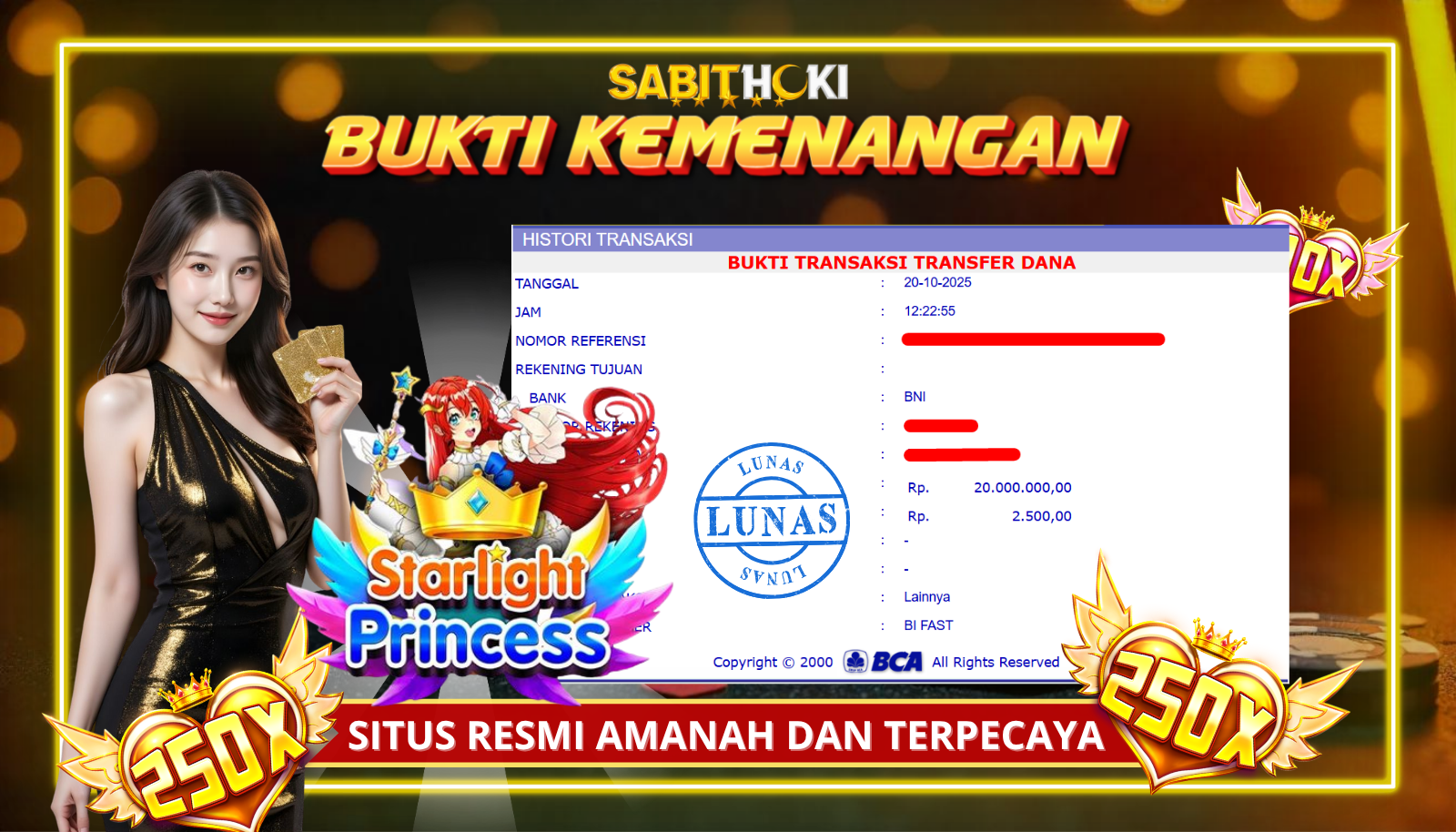 SELAMAT KEPADA MEMBER SETIA SABITHOKI YANG BERHASIL JACKPOT DI STARLIGHT PRINCES